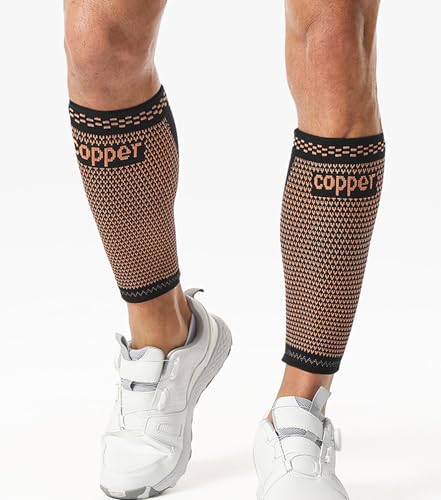1 Pair Calf Compression Sleeve for Men and Women, Leg Compression Sleeve for Shin Splint Relief, Leg Cramps, Varicose Vein, Calf Support Sleeves for Running, Walking, Hiking (Brown, Large) Brown