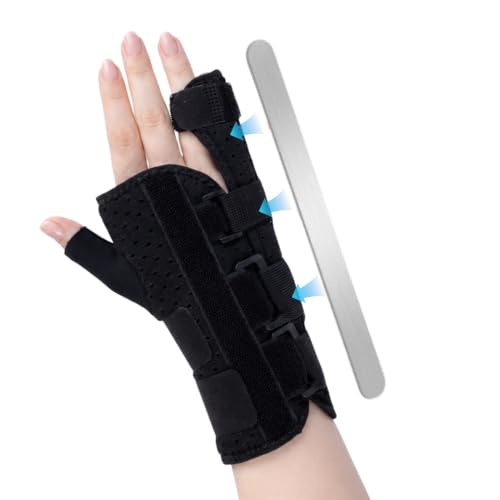Pinky Finger Splint - Boxer Fracture Splint, Metacarpal Finger Splint Hand Brace Stabilizer for Broken, Ulnar Gutter Support, Arthritis, Injury, Tendonitis Black Right