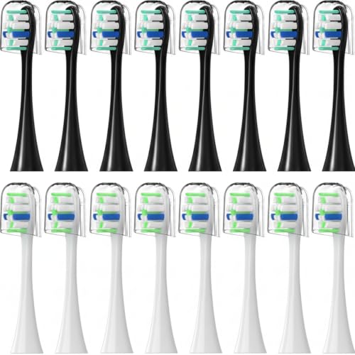 Replacement Toothbrush Heads for Philips Sonicare Replacement Heads, Electric Replacement Brush Head Compatible with Phillips Sonicare Electric Toothbrushes, 16 Pack Black&White 16p Black&white