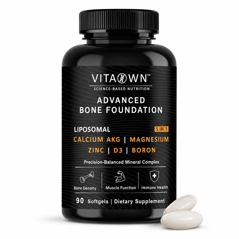 Liposomal Calcium AKG Supplement with Magnesium Glycinate, Vitamin D3, Zinc & Boron – Daily Bone and Mineral Support – 1,500 mg Ca-AKG per Serving – 90 Softgels