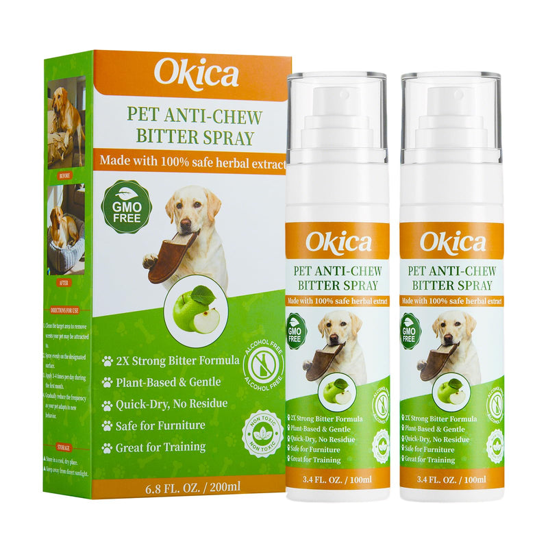 2 Bottles Bitter Apple Spray for Dogs - No Chew Spray for Dogs to Stop Barking Marking and Nibbling - Natural Ingredients Dog Repellent Spray for Furniture and Your Belongings Green