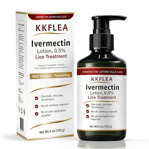 Ivermectin Lotion 0.5% Lice Treatment, Fast-Acting, Head Lice & Eggs Treatment, No Nit Combing Required, for Children & Adults, 5 oz.