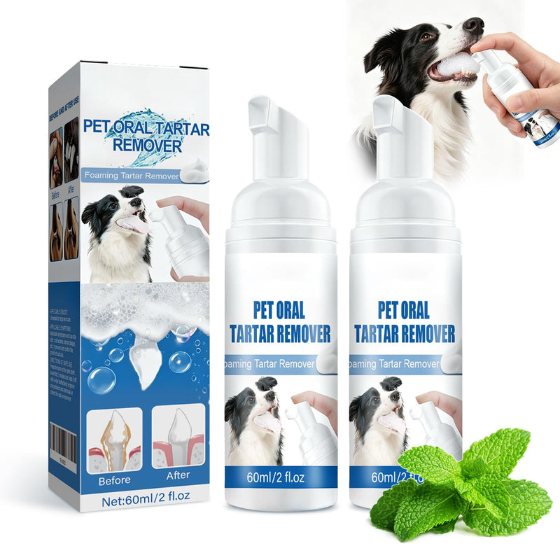pet Oral Tartar Remover Spray, Oral Spray for Dogs Teeth Cleaning Removes Tartar, Whitens Teeth, Foaming Oral Cleaner for Pet Cats and Dogs(2Pcs)