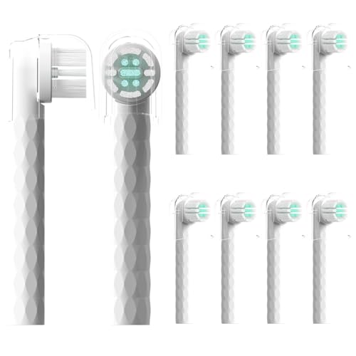 Replacement Heads Compatible with Quip Rev 360 Oscillating Electric Toothbrush,with Cover Cap,10 Pack (White, Medium) White 1 Count (Pack of 10)