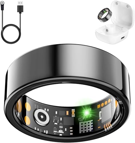 Smart Ring for Women Men, Fitness Ring with Heart Rate, Blood Oxygen,Stress, Sleep Tracker, Step Tracker, Fit Ring No Subscription Fee, IP68 Waterproof Smart Ring for iPhone & Android (Black, 9#) Black 9#