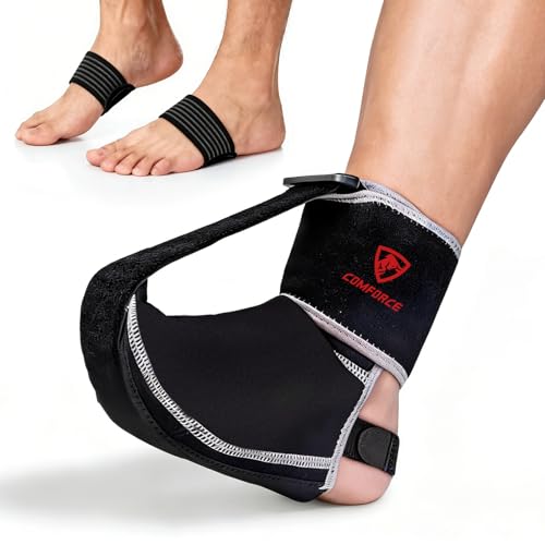 Plantar Fasciitis Night Splint Sock & Arch Support-24 Hour Heel Pain Relief Black