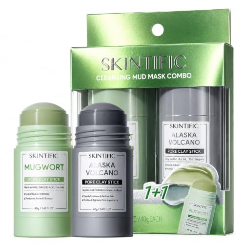 SKINTIFIC Clay Mask Stick Set with Alaska Volcanic Clay & Mugwort
