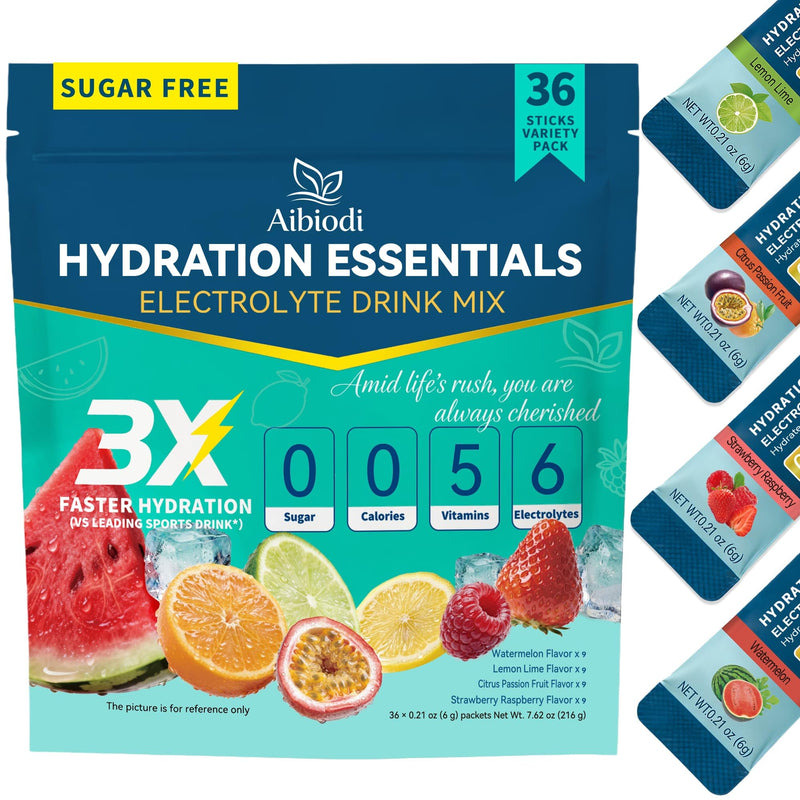 Electrolytes Powder Packets - Sugar Free & Zero Calorie Liquid Daily IV Drink Mix - Instant Hydration & Energy Supplement with 6 Electrolytes and 5 Vitamins, Keto Friendly & Vegan - 36 Sticks Variety Pack 7.62 Ounce (Pack of 1)