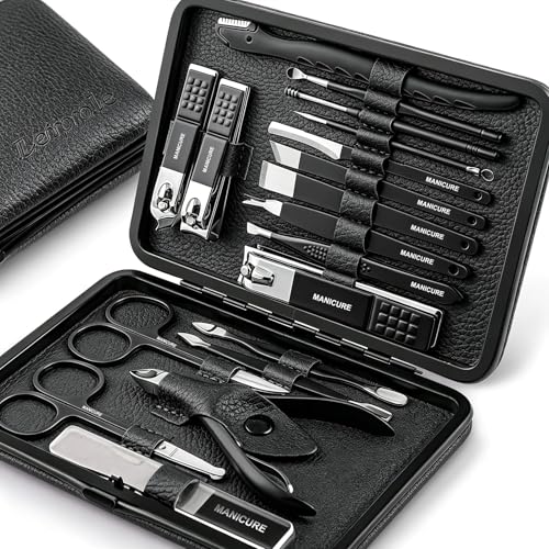 Leipple Manicure Kit Professional Nail Clipper Set-18 Pieces, Black