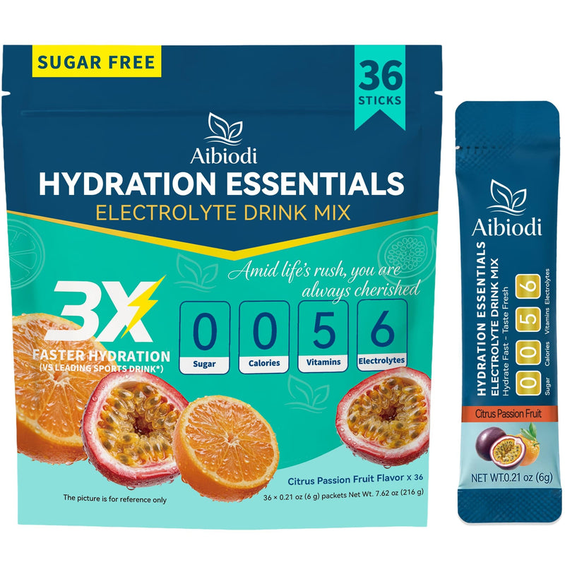 Electrolytes Powder Packets - Sugar Free & Zero Calorie Liquid Daily Drink Mix - Instant Hydration & Energy Supplement with 6 Electrolytes and 5 Vitamins, Keto Friendly & Vegan - 36 Sticks Citrus Passion Fruit 7.62 Ounce (Pack of 1)