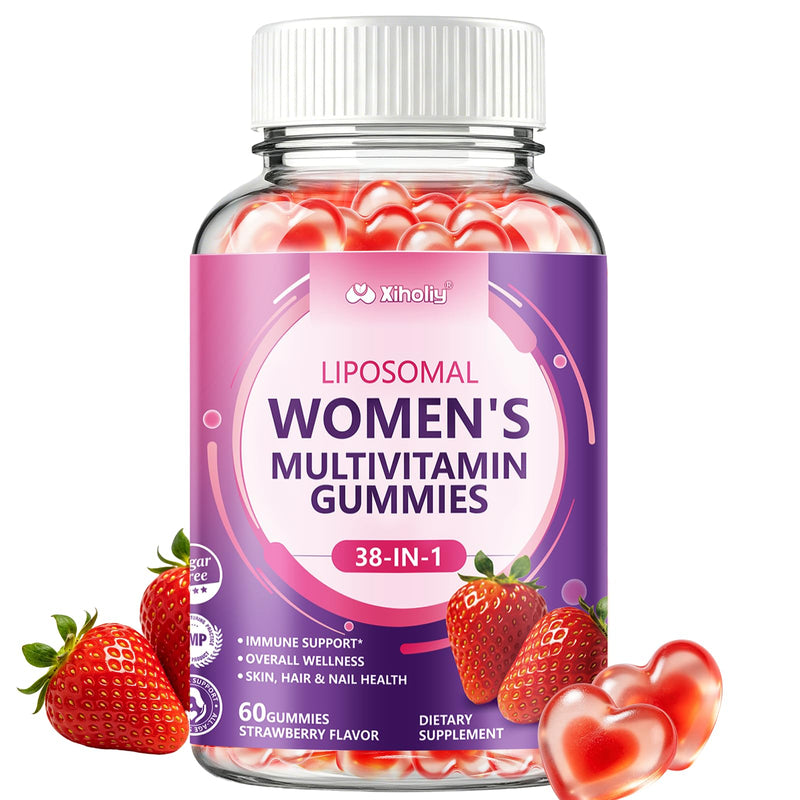Multivitamin for Women Gummies, 38-IN-1 Chewable Vitamins for Adults | Daily Female Folic Acid Supplements with Iron, Collagen, Biotin, B complex, Inositol for Hair Skin & Nails, 60 Count