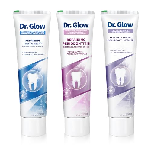 Dr. Glow Gum Disease Toothpaste 3.52oz + Adult Cavity Repair Toothpaste 3.52oz + Toothpaste for Seniors 3.52oz