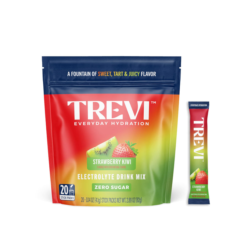 TREVI Electrolytes Powder Packets, Sugar Free Hydration, Strawberry Kiwi | 20 Pack Essential Daily Drink Mix, 0 Sugar, Magnesium, Potassium, Vitamin C, Calcium, B6 & B12 Vitamins 20 Servings