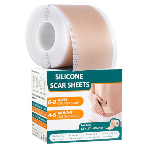 Silicone Scar Sheets, Silicone Scar Tape for Surgical, Hypertrophic, Keloid, C-Section, Burn, Old & New Scars, Reusable Scars Removal Sheets
