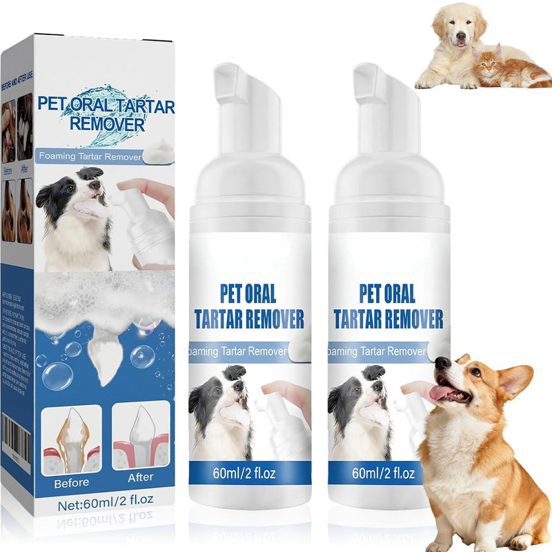 2Pcs Pet Oral Tartar Remover Spray,Pets Oral Tartars Removers Foaming Tartars,Natural Plant Formula, Support Clean & Teeth and Aid in Daily Oral Use for Pets Cats and Dog