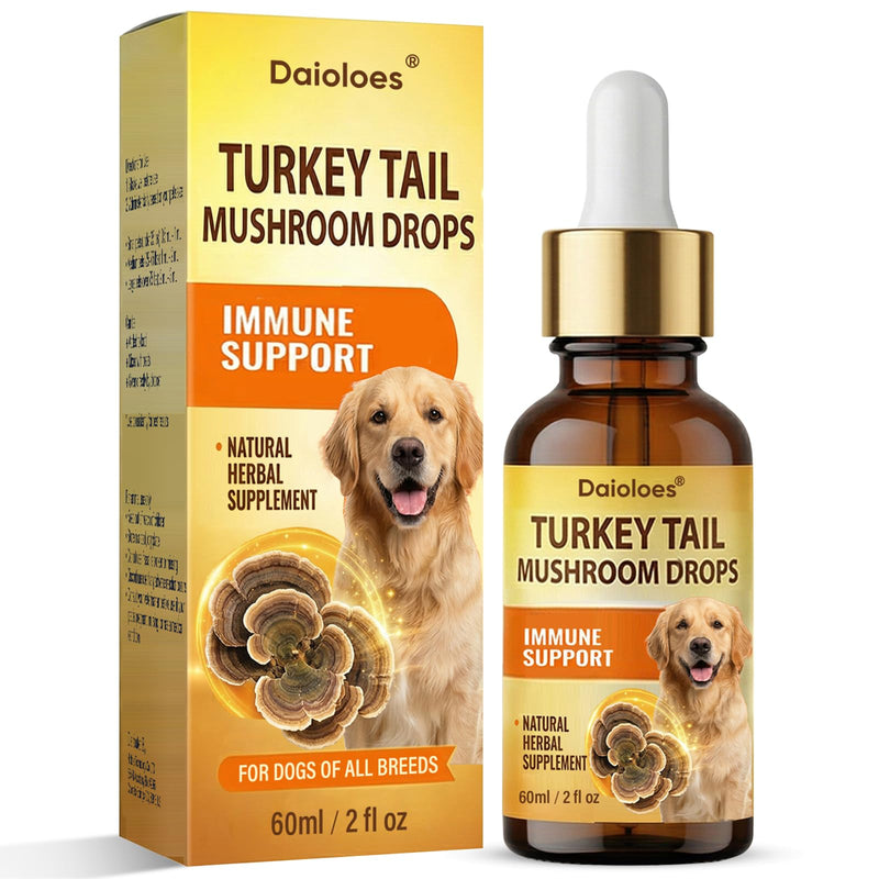 Turkey Tail Mushroom for Dogs, Immune Support & Digestive Health Supplement, 5X Turkey Tail Mushrooms for Pet Liquid Drops with Natural Turmeric & Probiotic, Faster Absorption, 2 Fl Oz(Pack of 1) 2 Fl Oz(Pack of 1)