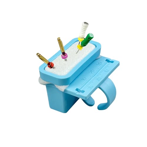 Endo File Clean Stand with Measuring Ruler, YOUYA DENTAL Mini Instant Endodontics File Cleaning Sponge Dental Root Canal Measurement Finger Ruler Integrated Endodontics Sponge Clean Holder (Blue) Blue