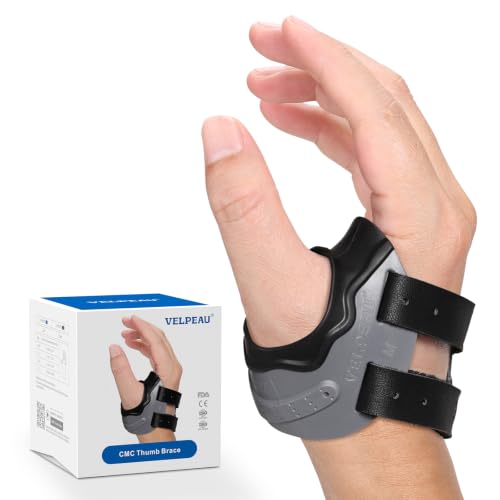 Velpeau CMC Thumb Brace for Arthritis Pain Relief and Support, Right L New Black - Right Large
