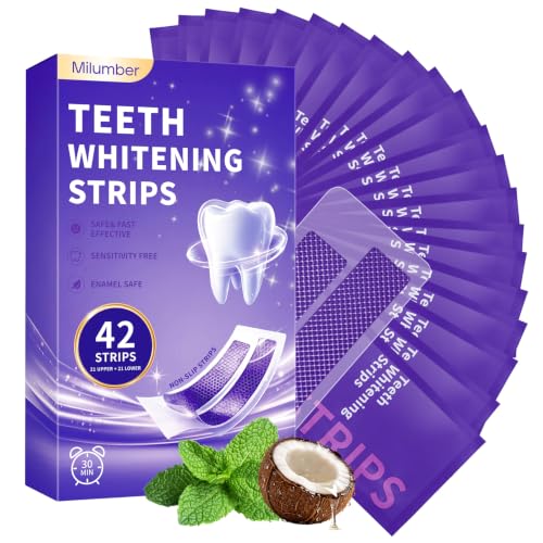 Purple Teeth Whitening Strips 42 Count, Removes Yellow Teeth Stains