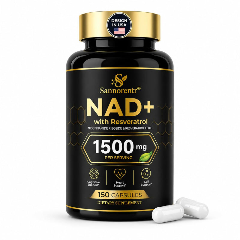 NAD Supplement 1500Mg, NAD+ Resveratrol Supplement Support Cellular Health for Women and Men, Energy & Healthy Aging, Non-GMO - 150 Count 150 Count (Pack of 1)