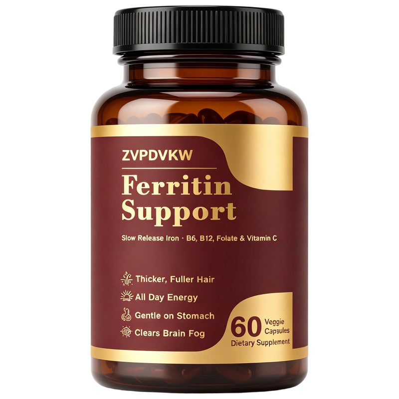 Ferritin Supplement for Women, Iron Supplement, Vitamin C, B12, 60 CT | Supports Energy & Fatigue Relief, Gentle Non-Constipating Formula, For Daily Women's Wellness Red