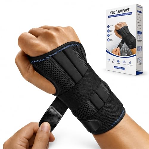Carpal Tunnel Wrist Brace, Removable Palm Splint, Night Support Left Large