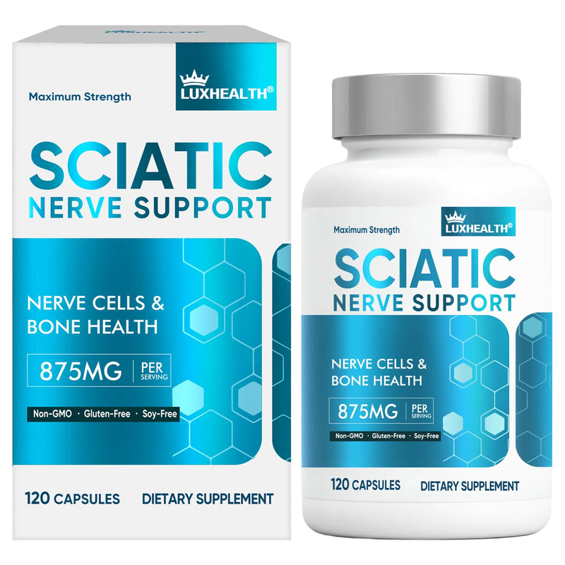 Sciatic Nerve Health Support Supplement, 120 Advanced Vegan Capsules | with R-ALA and Benfotiamine, Vitamin B Complex Formula for Lower Back Leg and Glute Comfort, Non-GMO