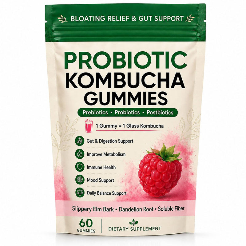 Jevawell Kombucha Gummies, Prebiotic Probiotic Postbiotic Formula, Digestive & Gut Health Support, Microbiome Balance & Digestive Comfort, Vegan, Non-GMO, 60 Gummies (1 Peak) 1 Peak