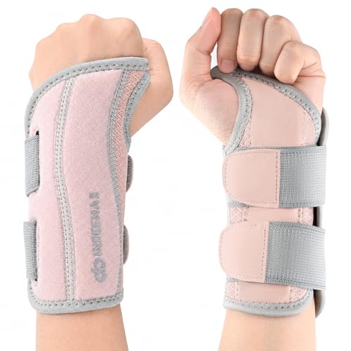 Copper Compression Advanced Wrist Brace - Copper Infused Adjustable Orthopedic Support Splint for Pain, Carpal Tunnel, Arthritis, Tennis Elbow, Tendinitis, RSI, Ganglion Cyst for Men Women Right L/XL Pink Right-L/XL