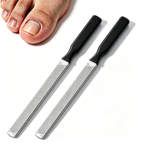 2PCS Heavy Duty Metal Nail File,Coarse File for Hard Thick Toenails-GJ Black Silicone