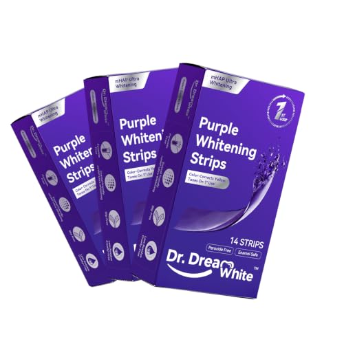 Dr.DreamWhite Purple Teeth Whitening Strips Pap & mHAP, 3-Pack (21 Uses) 14 Count (Pack of 3)