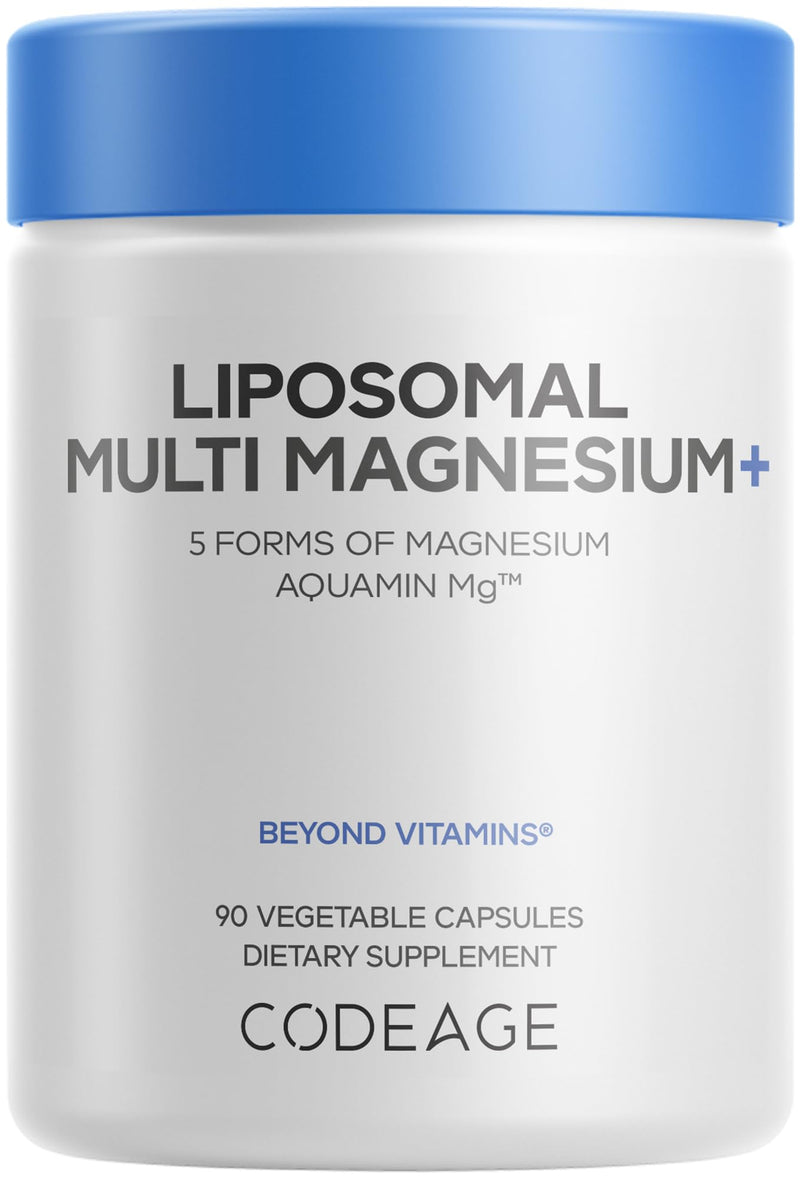 Codeage Liposomal Multi Magnesium, 5 Forms, Vitamin B6, Folate, 90 Capsules | Five magnesium forms 340 mg (bisglycinate, malate, taurate, oxide, Aquamin) with B6, folate and boron. Vegan, non-GMO.