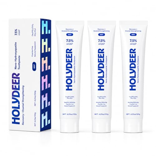 Nano-Hydroxyapatite Toothpaste, Mint, 7.5% nHAP, Fluoride-Free, Sensitive Whitening, Enamel Strengthening, 4.23 oz 3PK Blue 4.23 Ounce (Pack of 3)