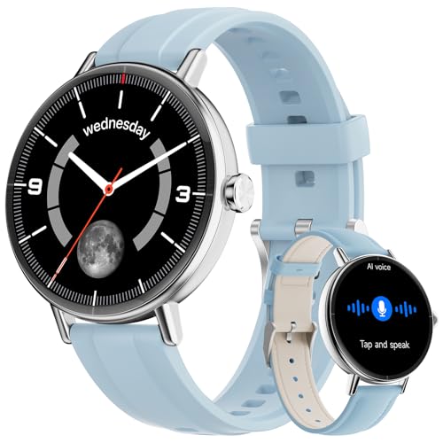 Smart Watches for Men Women,Smartwatch for iPhone/Samsung/Android,(Answer/Make Call),1.57" HD 43mm Fitness Tracker with Heart Rate/SpO2/Sleep Monitor,IP68 Waterproof,110+ Sport Mode,with 2 Bands Sky Blue 1.57 inches