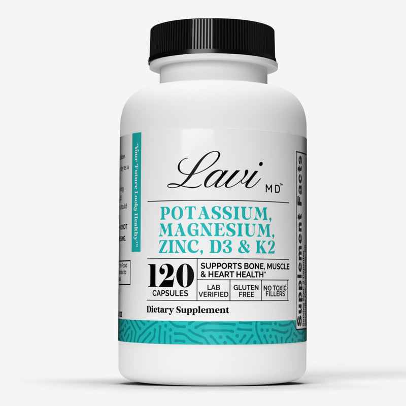 Potassium Magnesium Zinc Supplement, Glycinate 420mg, D3 K2, 120 Ct | Vegan capsules with vitamin B6 P-5-P, L-Theanine and BioPerine, bone, muscle and immune support, high absorption blend