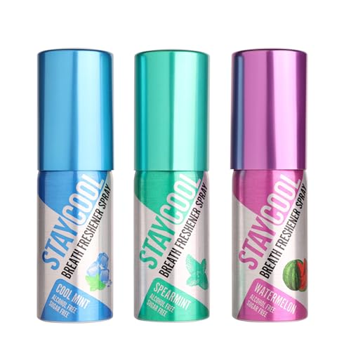 Stay Cool Mint Duo Plus Watermelon Breath Freshener Sprays - Cool Mint, Spearmint, Watermelon 3-Pack