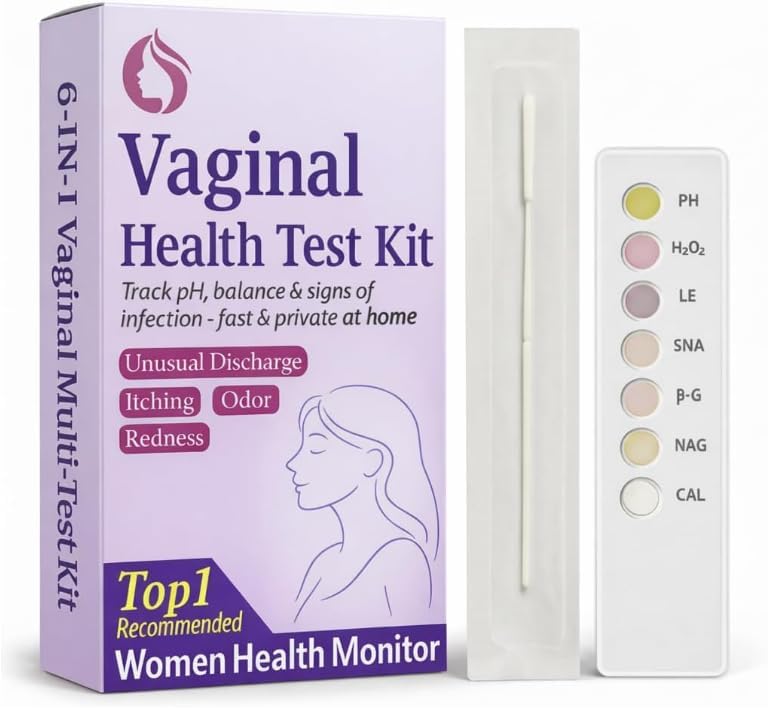 6-in-1 Vaginal Health Test Kit for Women – pH & Balance Awareness,BV,Yeast,Microbiota Check,Easy at-Home Self-Check for Intimate Wellness –for Monitoring Discharge, Odor, Itching Symptoms