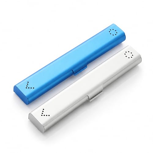 Toothbrush Travel Case Aluminum, Portable Toothbrush Holders, 1Pack Silver, 1Pack Blue, Bundle Product
