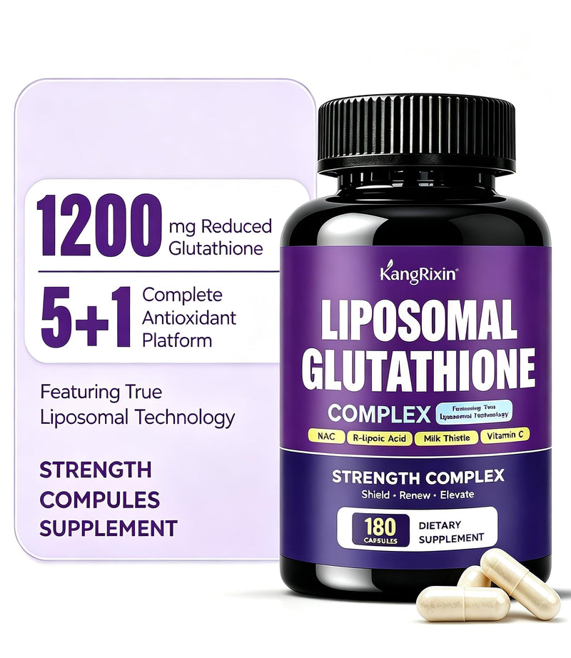 Liposomal Glutathione Supplement 1200mg Plus - with NAC, Milk Thistle, R-Lipoic Acid & Vitamin C, Built-in Regeneration System for Liver, Skin & Cellular Health, Non-GMO, 180 Capsules