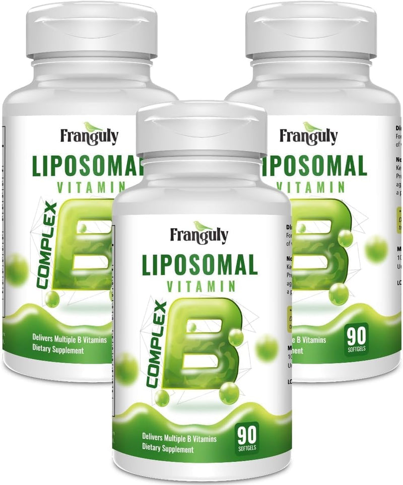 Liposomal B Complex for High Absorption Methylated B12,L-Methyfolate(5-MTHF),Full Active B Vitamins with Choline Inositol-Vegan, Non-GMO,3 Month Supply 30 Count (Pack of 3)