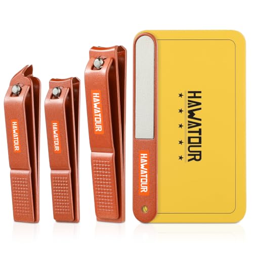 HAWATOUR 4 Pcs Nail Clippers Set with Nail File, Terracotta Red