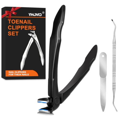 Long Handled Toenail Clippers for Seniors, Heavy Duty Toe Nail Clippers for Thick Nails for Seniors, Large Finger Nail Clippers Adult with Catcher -Black