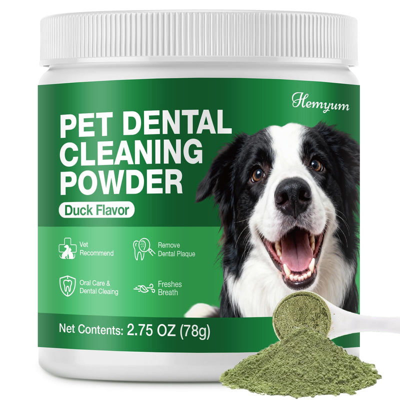 Dog Dental Powder, Dog Teeth Cleaning & Dental Powder for Cats, Natural Herbal Oral Care, Reduces Tartar, Plaque and Bad Breath, No Brush Needed, Pet Food Additive for Dog & Cat Oral Health (2.75oz)