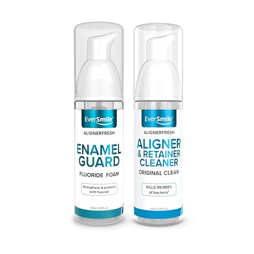 EverSmile Aligner & Retainer Care Bundle – Original Clean Foam (50ml) + Enamel Guard Fluoride Foam (50ml) – Eliminates Bacteria, Whitens Teeth, Supports Gum Health & Protects Enamel
