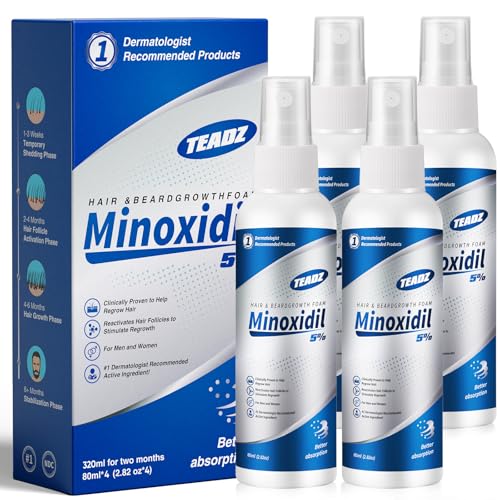5% Minoxidil for Men and Women，Minoxidil hair growth products，Intense Hair Growth Serum，May Promote Faster, Stronger, Thicker Hair Growth to Fight Hair Loss and Thinning Hair（2.82 oz*4) 2.82 Count (Pack of 4)