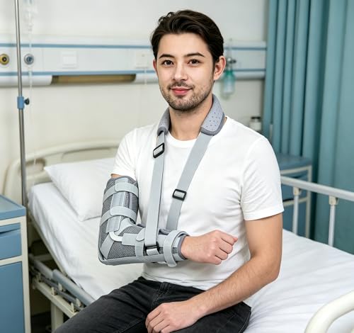 Elbow Joint Fixation Brace, Elbow Immobilizer, Arm Support Splint Adjustable Arm Sling for Fractures, Post-Surgery Recovery,Bursitis and Tendonitis (M) M：Height 5′5″ – 5′9″