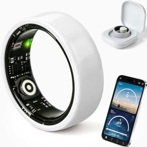 MounTova-T3-Ring, 2026 Ceramic Smart Ring for Men & Women, Sleep Activity Tracker, Heart Rate Stress & Mood Monitor, Gesture Control, IP68 Waterproof, No Subscription, iOS & Android (White, Size 11) White 11"