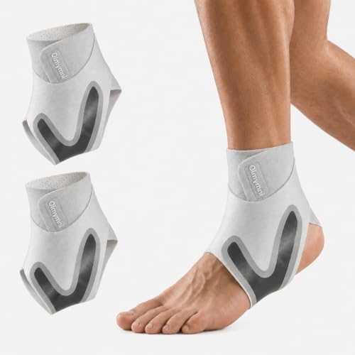 2 Pack Lightweight Adjustable Ankle Brace for Women and Men, 1 Pair Sports Medium-Gray