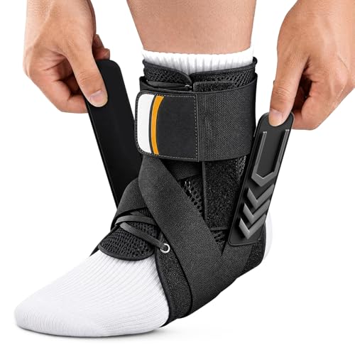 Ankle Brace for Sprained Ankle, Quick Lace-Up Ankle Support Medium Black