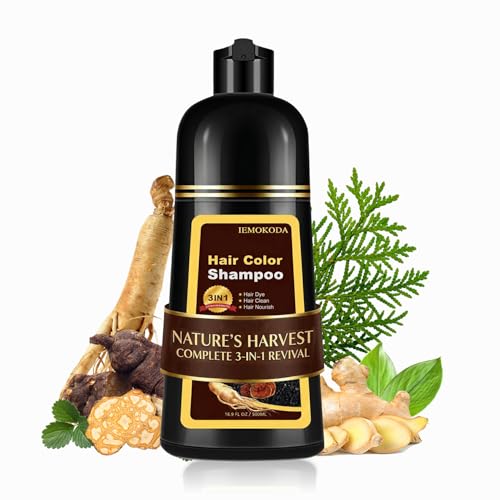 Dark Brown Hair Dye Shampoo for Women & Men, 100% Gray Coverage in 20 Mins Dark Brown